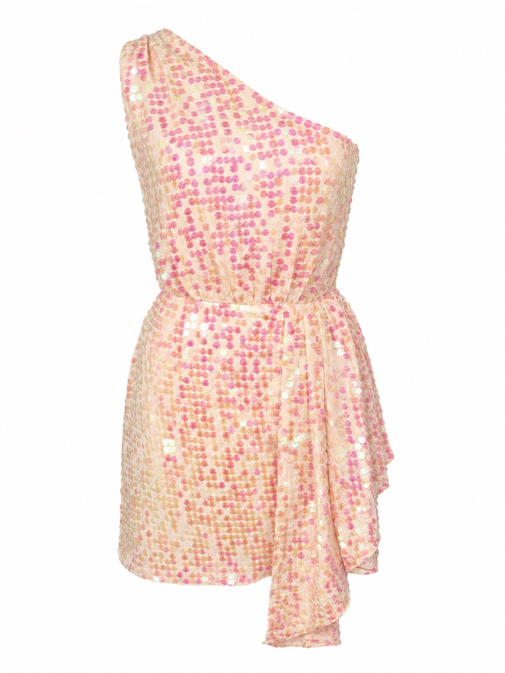 Saylor NWT Kyrie One Shoulder Sequin Mini Dress Pink Iridescent Bridal Party S